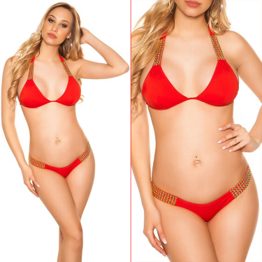 halter-bikini rood